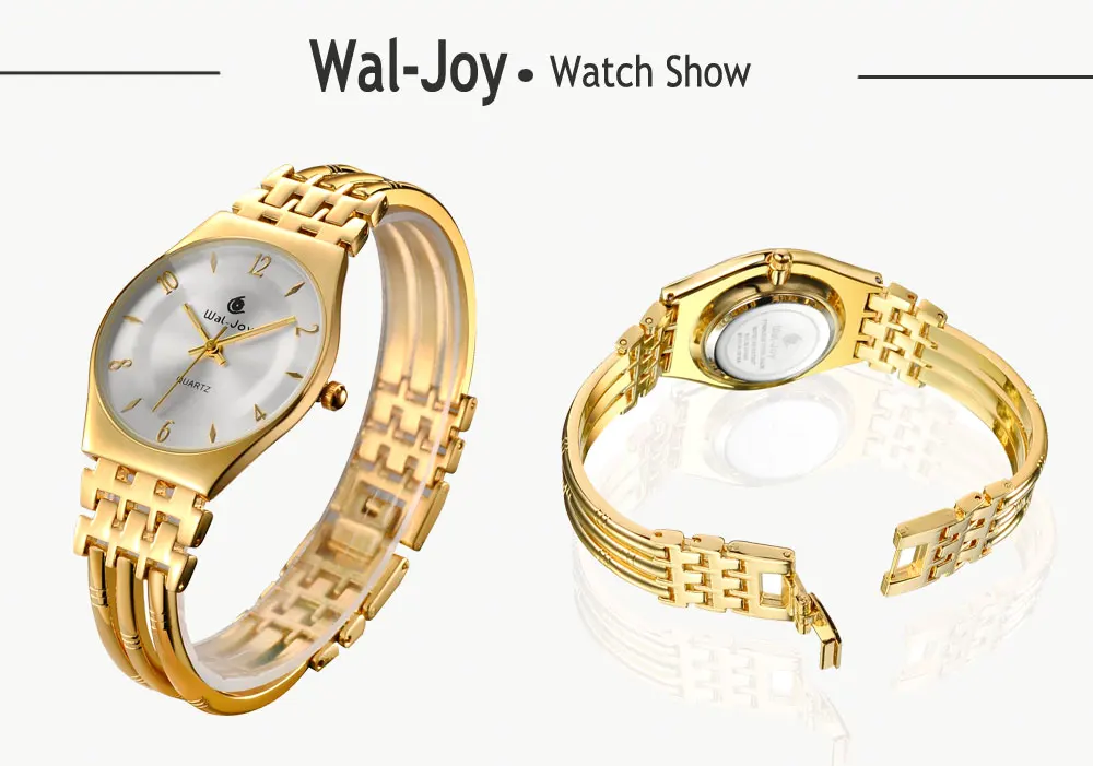 Wal-Joy Брендовые женские часы ультра тонкий циферблат роскошные золотые часы дамские нарядные часы водонепроницаемый браслет для часов подарок(WJ9006