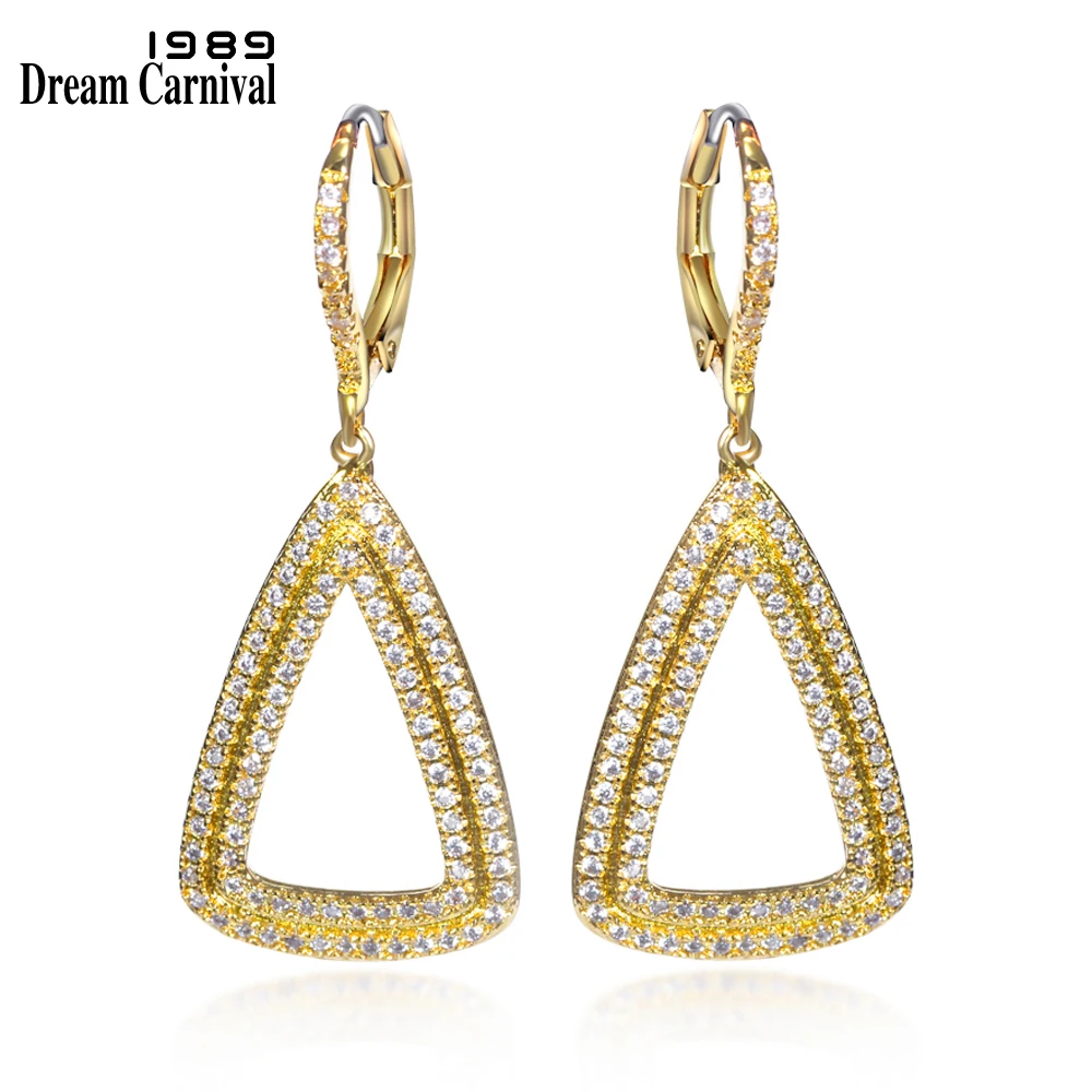 DreamCarnival1989 Women Hollow Luxury Dangle Earrings Triangles Shape