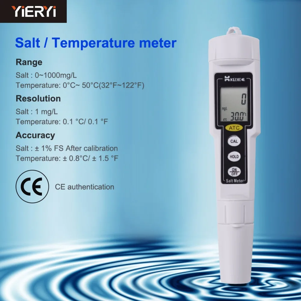 Hot Portable Pen Type Salt Meter  Water Quality Salt Tester Digital Salinometer Waterproof Test  Pool SPA Salinity Tester