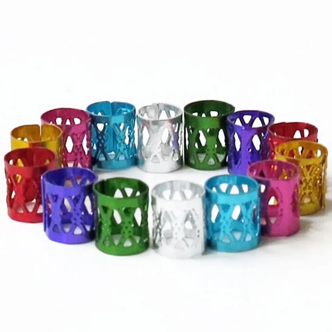

50 Colorful Durable Beads Adjustable Hair Braided Ring Cuff Clip Tube Hair Styling Tool Mix Dreadlock Beads Hairpin Cuff Clips