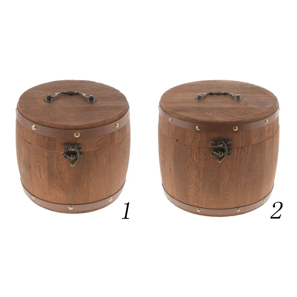 Vintage Big Wood Barrel Tea Caddy Airtight Sealed Tea Leaves Tin Canister Kitchen Food Storage Jar Container