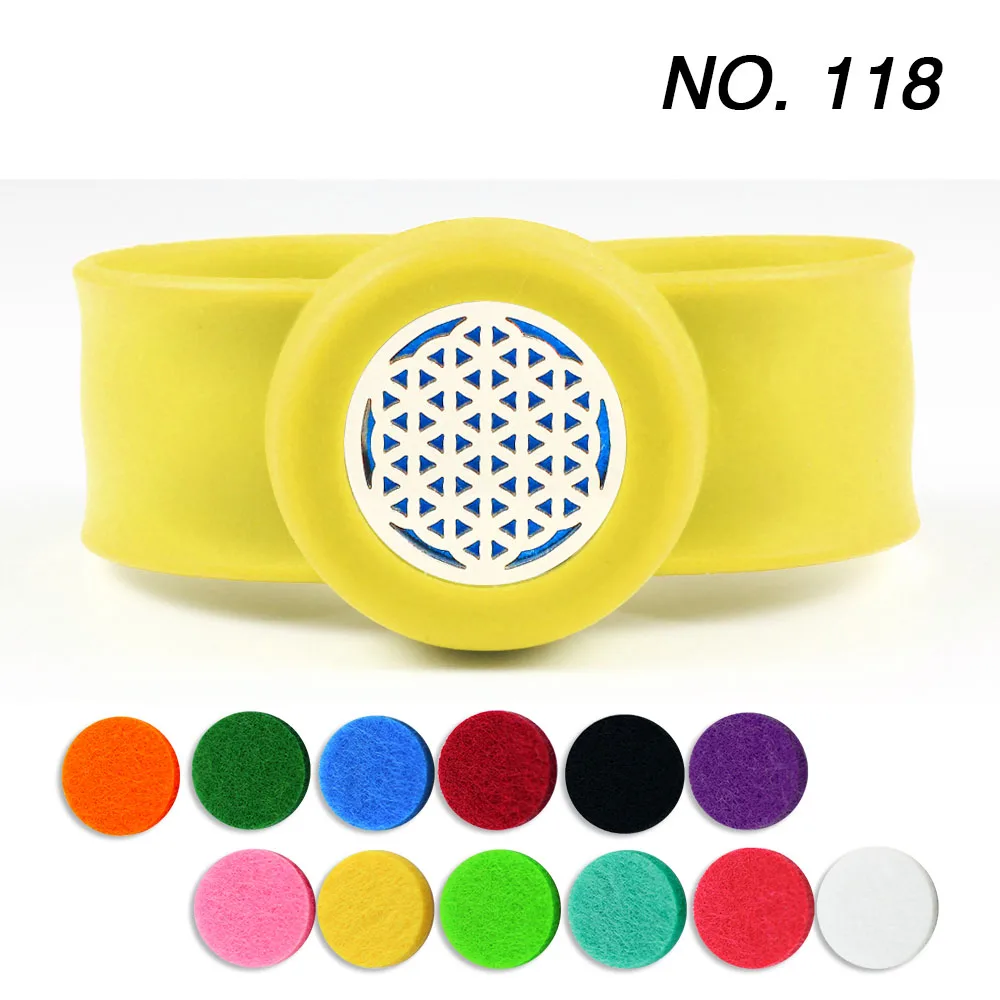 

Flower of Life Kids Essential Oil Diffuser Locket Bracelet Mosquito Repellent Slap Silicone Bangle Bracelets for Children Women