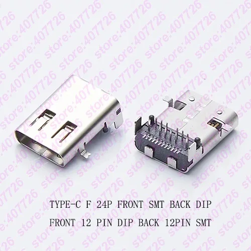 

10PCS USB 3.1 Type-C Connector 24PIN 12PIN DIP 12PIN SMT L=12MM Female Jack Socket Terminal Phone Notebook Laptop Tail Charging
