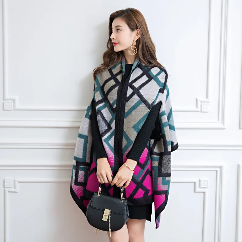 

RUBY VICKY New Fashion Autumn And Winter Warm Poncho For Women Average Code Cape Shawls Soft Luxury Brand Cashmere Cloak