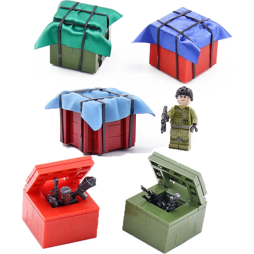 

2Pcs/set legoingly Military Weapons Box Airdrop Building Blocks SWAT Police Army Soldier Accessories Set Toys For Children