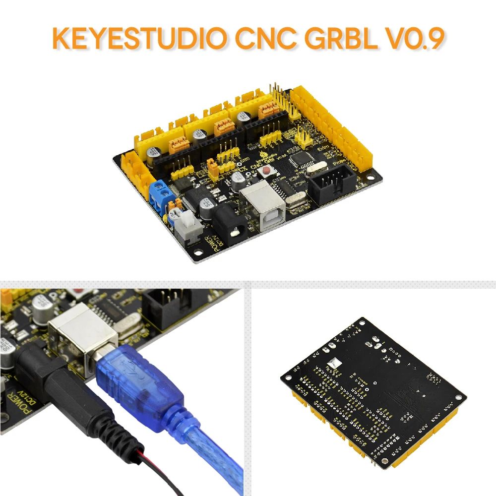 Плата Keyestudio CNC V0.9A + 3 драйвера 4988 с радиатором и USB кабелем для arduino CNC/лазерной