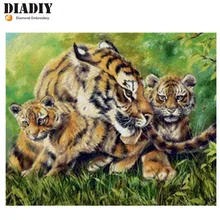 Полный квадратный алмаз 5D DIY Алмазная картина фото на заказ "Три тигра" 3D вышивка крестиком Мозаика Декор