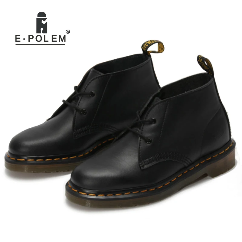 

Matte Black Unisex Genuine Split Cow Leather Boot Shoes Work Martin Boots Platform Autumn Winter Vintage Casual Ankle Boots