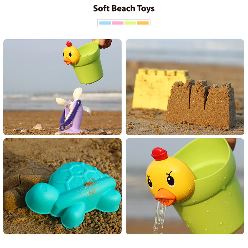Promo  Summer Baby Beach Toys Children SandBox Set Shovels Castle Rake Hourglass Bucket Toys Sand Molds Me