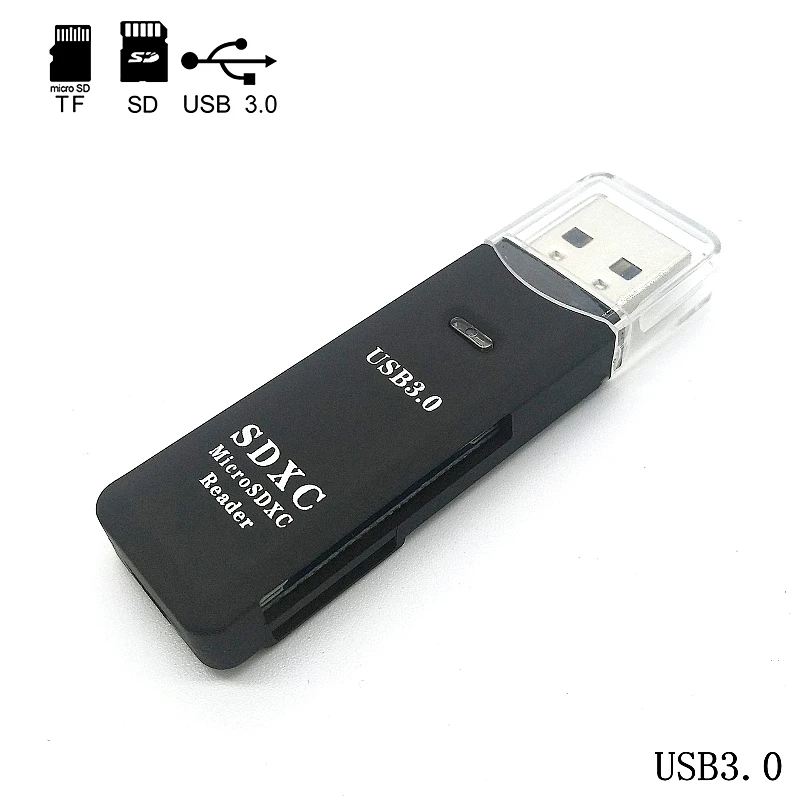 GAOMUYUE USB 3,0 кард-ридер для карт microsd и tf; USB3.0 кард-ридер s для SD/TF карт Поддержка Max 100 м/с DJ2 - Цвет: USB3.0-Black