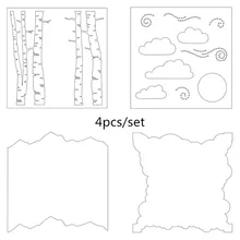 Смешанный дерево облако кладя трафарет для рисования для DIY Скрапбукинг декоративный штамп для открыток ручной работы ремесло пластиковые шаблоны лист для рисования