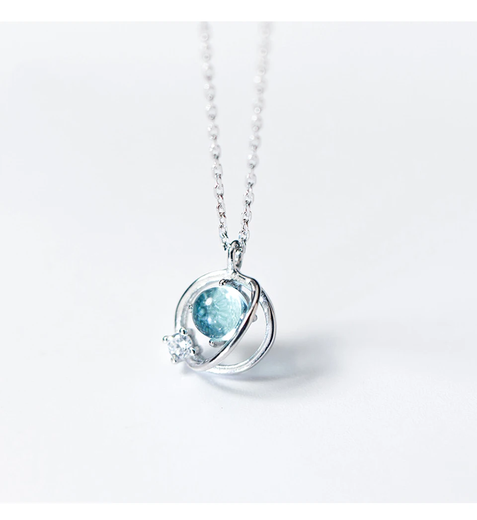2019 New Arrivals S925 Silver Necklace Female Planet Short Clavicle Chain Romantic Christmas Present For Girlfriend  (4)