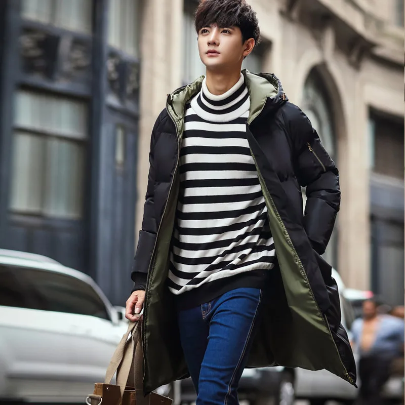 Cash Counters High Quality Solid Color Big Runway Hooded Lovers Leisure Time Cotton Long Winter Coat