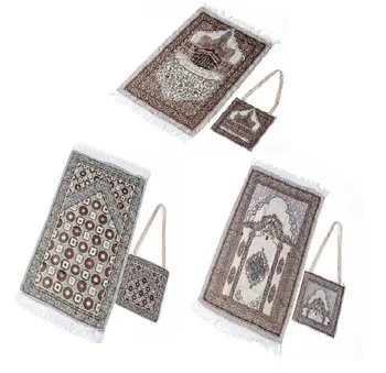 

Dropship Portable Muslim Prayer Mat Folding Rug Muslim Islam Carpet With shoulder bag Mubarak Ramadan Kareem Decoration