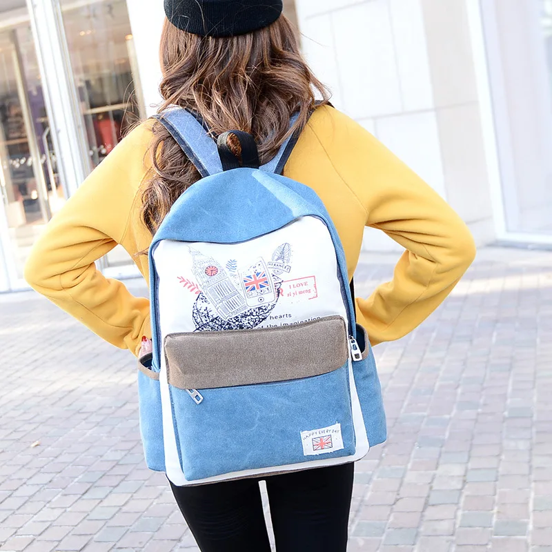 2015 Men Women Laptop Backpack School Bags College Girls Patchwork