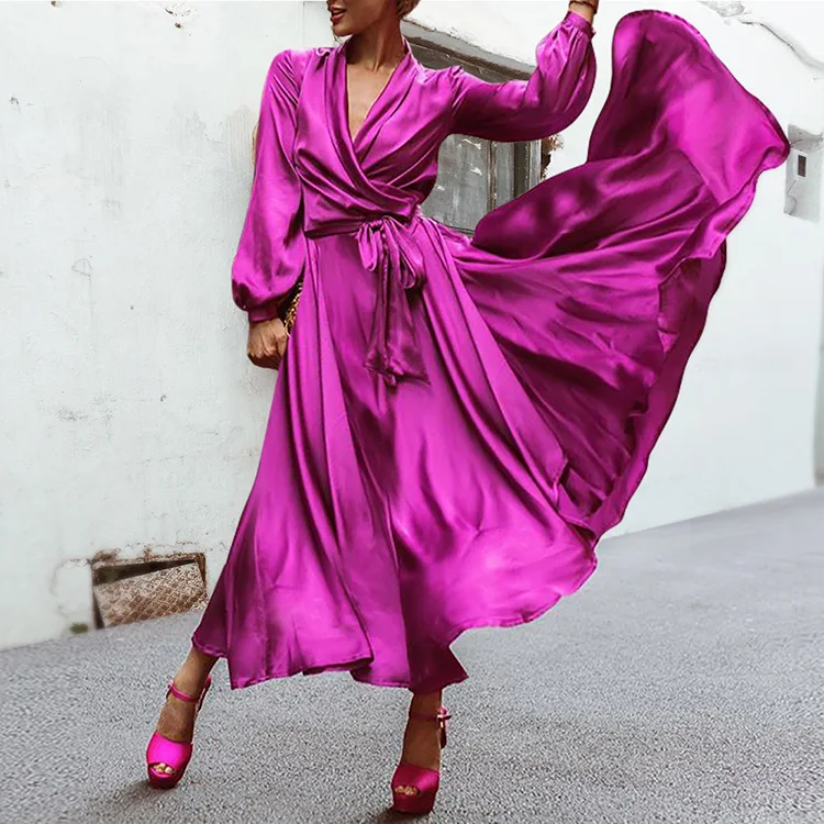

Women Long Maxi Dress 2019 Summer Solid Boho Style Beach Dress Casual Long Sleeve Bandage Party Dress Vestidos Plus Size