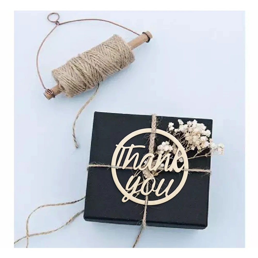 

10pcs Laser Cut Wood Wooden Thank You Tag for Wedding Sign Thanksgiving Day Gift Wrapping Supplies Invitation Box Decorations