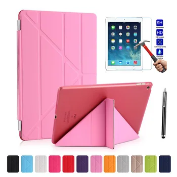 

XSKEMP Smart Cover with Fold Stand For iPad Pro 10.5 2017 Premium Thin Leather Hard PC Transparent Case Cover + Tempered Glass