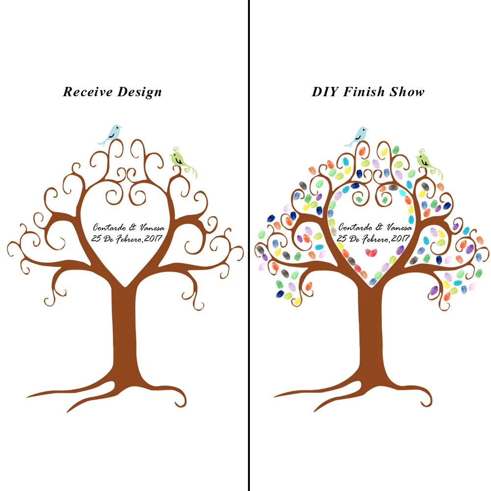 

Wedding Tree Fingerprint Signature Guest Book DIY Party Decoration Wedding Canvas Painting in 3 Size