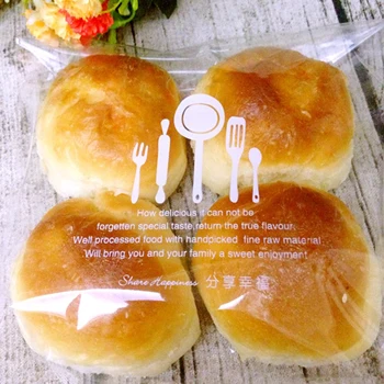 

500pcs Bakery cookies pastry bag, bread transparent self sealed bag, food packing bags free shipping