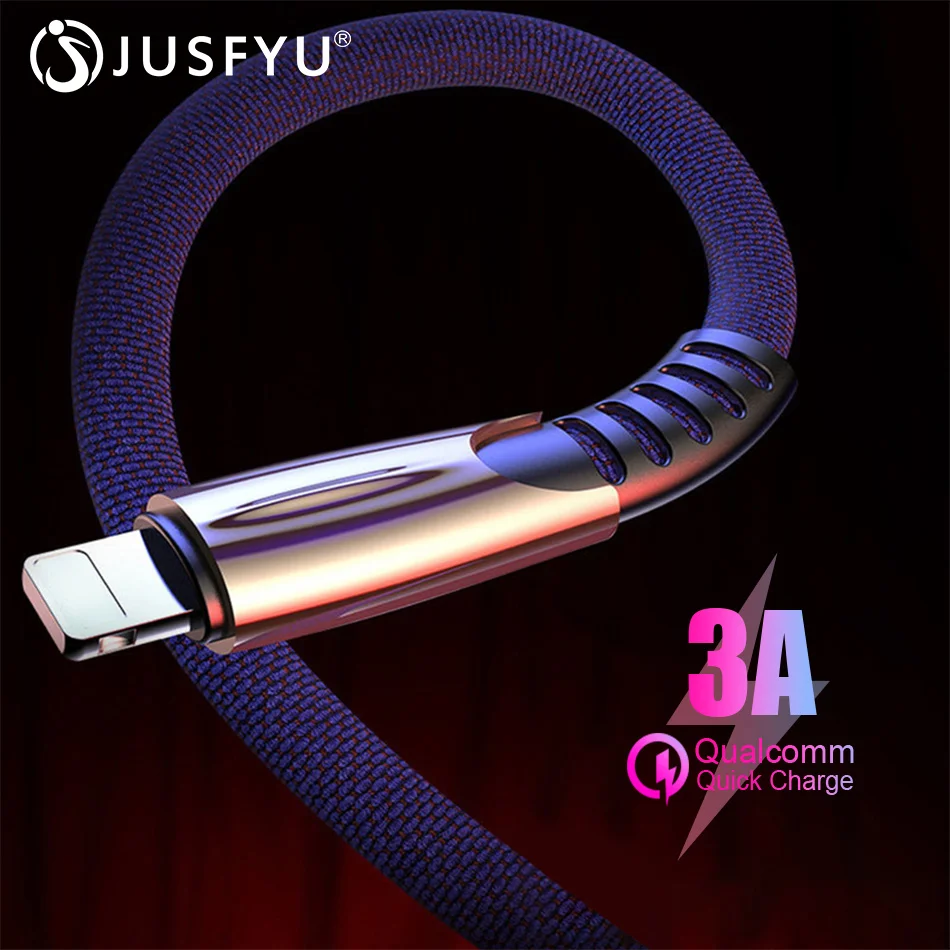 

3A Fast Charging Cable Alloy Design Usb Cable For iphone Apple 6 7 8 Plus XS MAX XR Mobile Phone Data Sync Cord Charger USB Wire