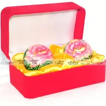 health ball Baoding fitness music handball painted peony in the elderly health care massage