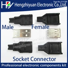 IMC hot New 10pcs Type A Male A Female 2 0 USB 4 Pin Plug Socket
