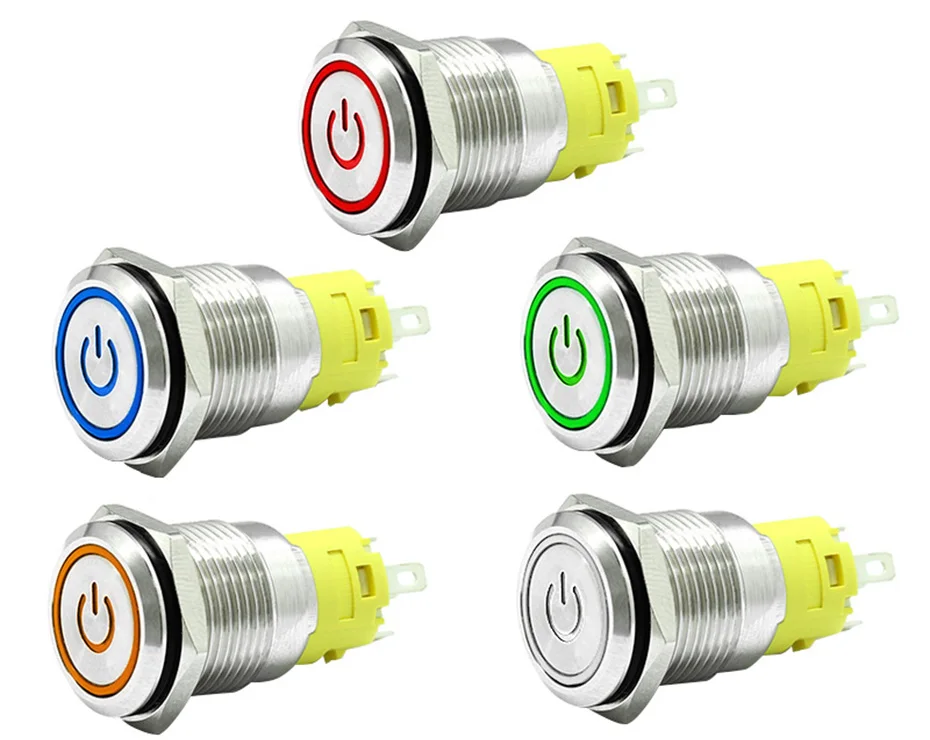 16mm metal push button switch with power symbol
