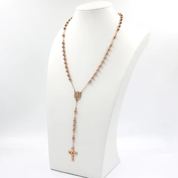 

1 Catholic Religious Women Men Christian Virgin Mary Rosary Necklace Jewelry Cross Jesus Wholesale Stainless steel Pendant