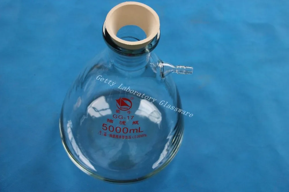 

5000ml Buchner Filter Flask, Heavy Wall, Borosilicate Glass Material, with Matching Rubber Adapter