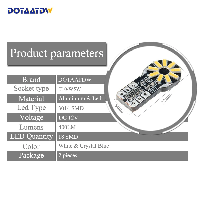 2x автомобильный Canbus DOTAATDW без Ошибок T10 W5W 3014 SMD СВЕТОДИОДНЫЙ номерной знак для