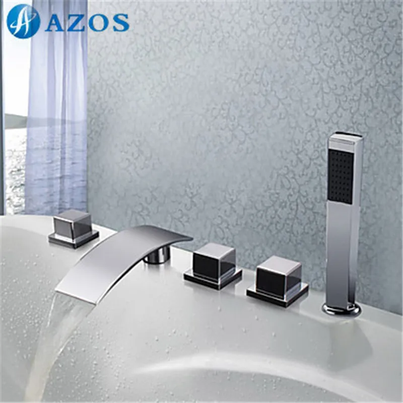 

Bathtub Shower Faucets Chrome Polish Bathroom Suana 5pc Sets Showerhead,Diverter,Two Handles,Shower Hose,Waterfall Spout YGWJ093