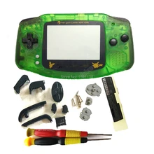 Горячий пластиковый чехол для GameboyAdvance полный корпус оболочка прозрачный зеленый цвет с мультяшным рисунком наклейка на рассеиватель черные кнопки
