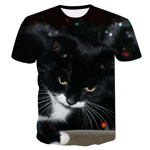 Женская/мужская футболка в стиле Харадзюку С 3d изображением кота, футболка с принтом кота, Повседневная забавная футболка, футболки с 3d графикой - Цвет: 181