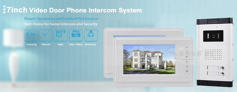 Diysecur 7 "квартира Видеодомофоны Дверные звонки видео-телефон двери Системы ИК Камера touch ключ для 2 семей