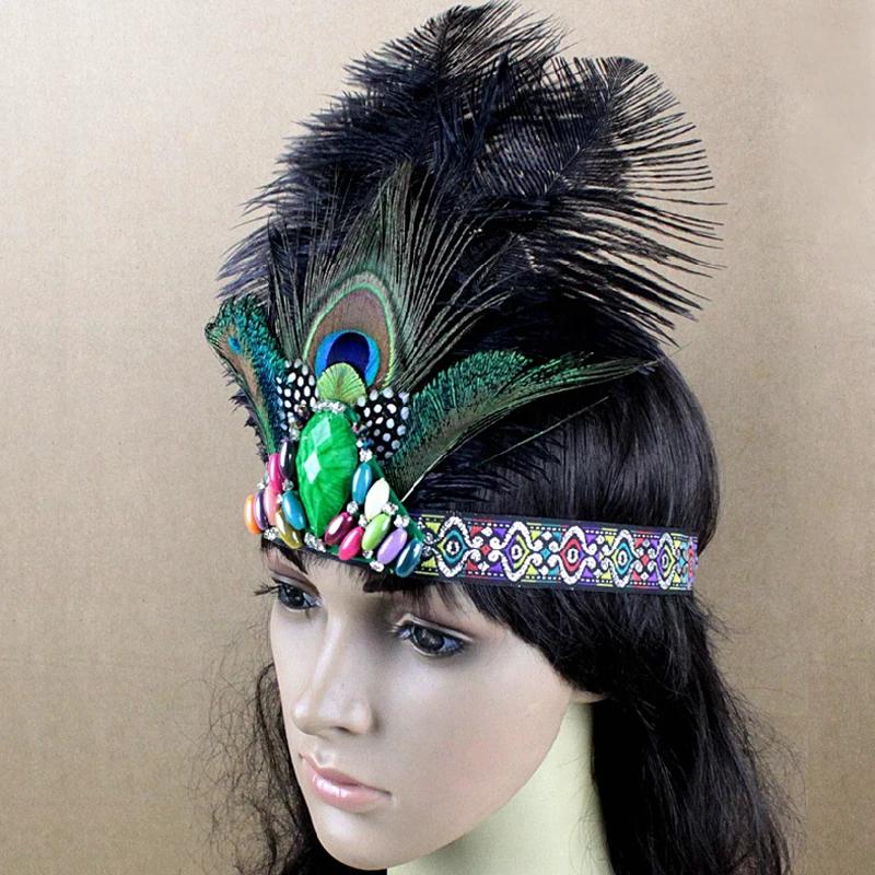 Fashion Samba Style Festival Feather Headband Hippie Headdress Hair ...