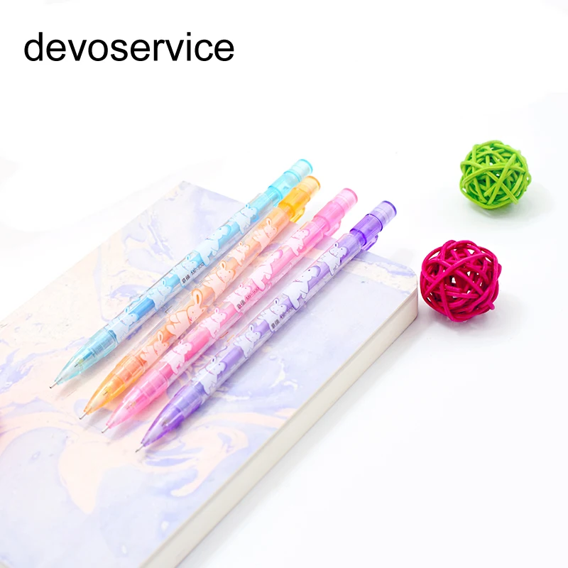 4PCS/Lot New 0.5MM Cute Kawaii Plastic Mechanical Pencils Lovely Animals Automatic Pen For Kids Korean Stationery Wholesale automatic umbrella pink and purple unicorns lovely umbrella shade umbrellas uv blocking rain and wind automatic umbrella