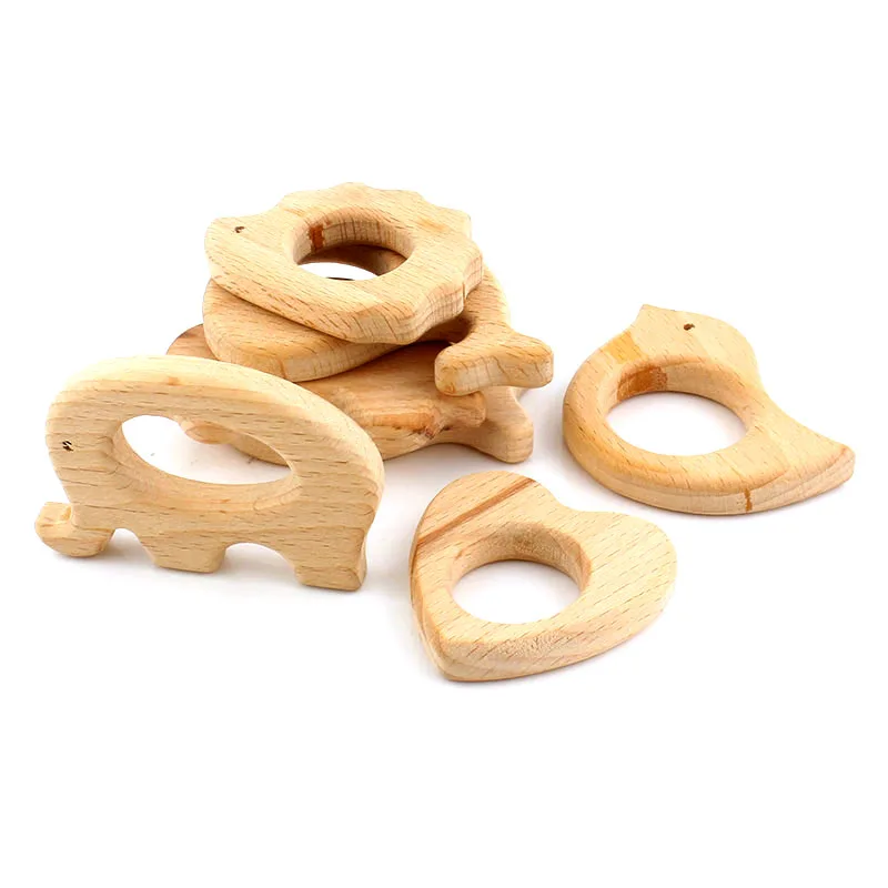 Image 10pcs organic beechwood car giraffe bird animal wood teething holder nursing baby gift Fit Jewelry Making Necklace