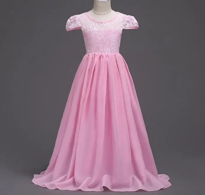 

Flower Girl Dresses for Wedding Lace Short Sleeve O Neck Long Pageant First Communion Dresses for Little Girls