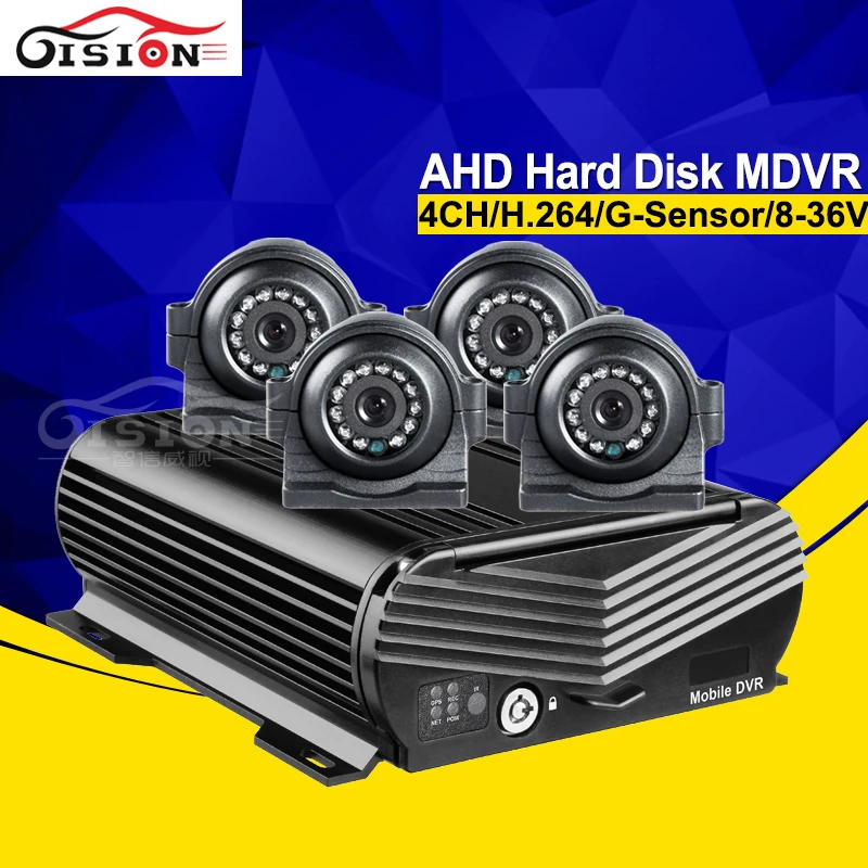 

4CH H.264 Bus Van Hard Disk HDD Mobile Dvr+4Pcs Side/Front Rear View Night Vision IR IP67 Waterproof 2.0MP AHD Car Camera Kits