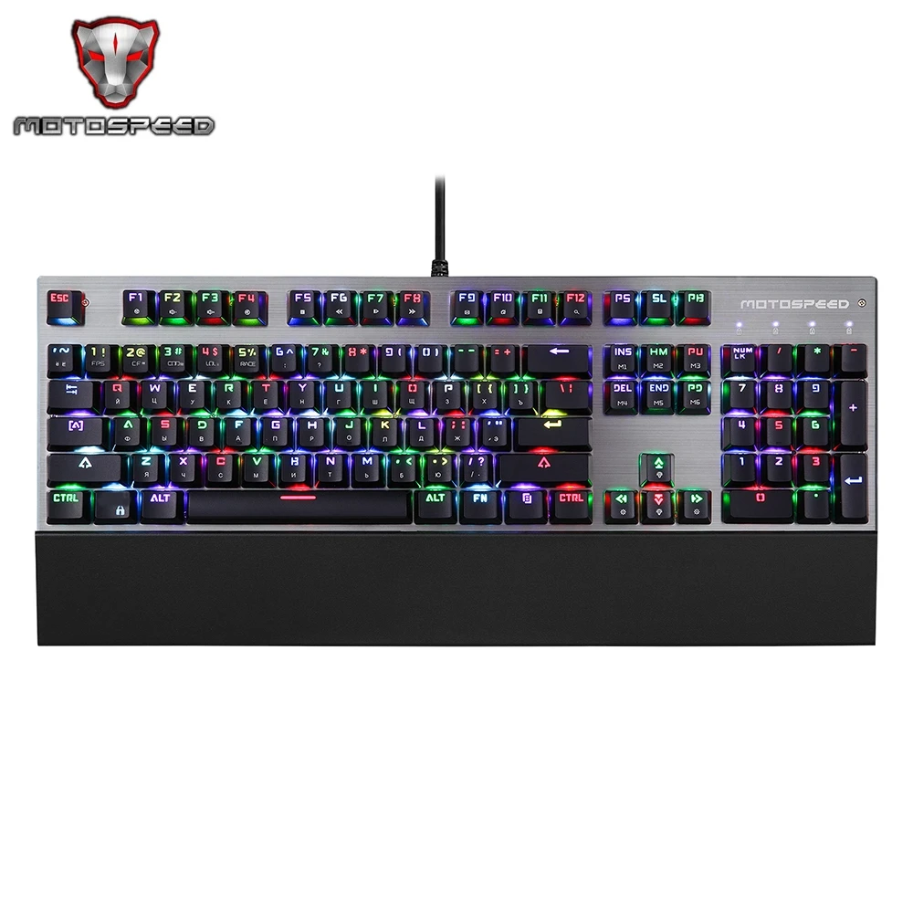 Motospeed CK108 USB проводной механическая клавиатура Gaming Keyboard с RGB 104 ключей Подсветка