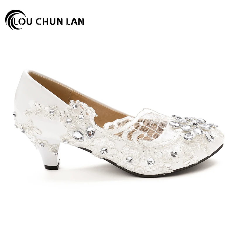Free Shipping White Wedding Shoes Office Bridesmaid Bridal Free Shipping White Wedding Shoes Office Bridesmaid Bridal Rhinestone Lace High Heels Women Pumps Size 41 44 In S From