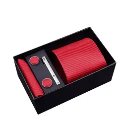Упаковка подарочная коробка Для мужчин галстук 100% шёлковый жаккардовый тканый галстук носовой платок запонки и наборы клипсов для