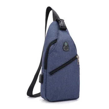 

OCARDIAN Handbags Men Fashion Outdoor Travel School 2019 Pure Color USB Canvas Messenger Shoulder Chest Bag A6