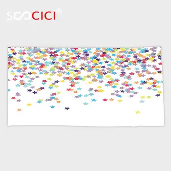 

Custom Microfiber Ultra Soft Bath/hand Towel,House Decor Collection Falling Star Shaped Confetti Birthday Anniversary Surprise