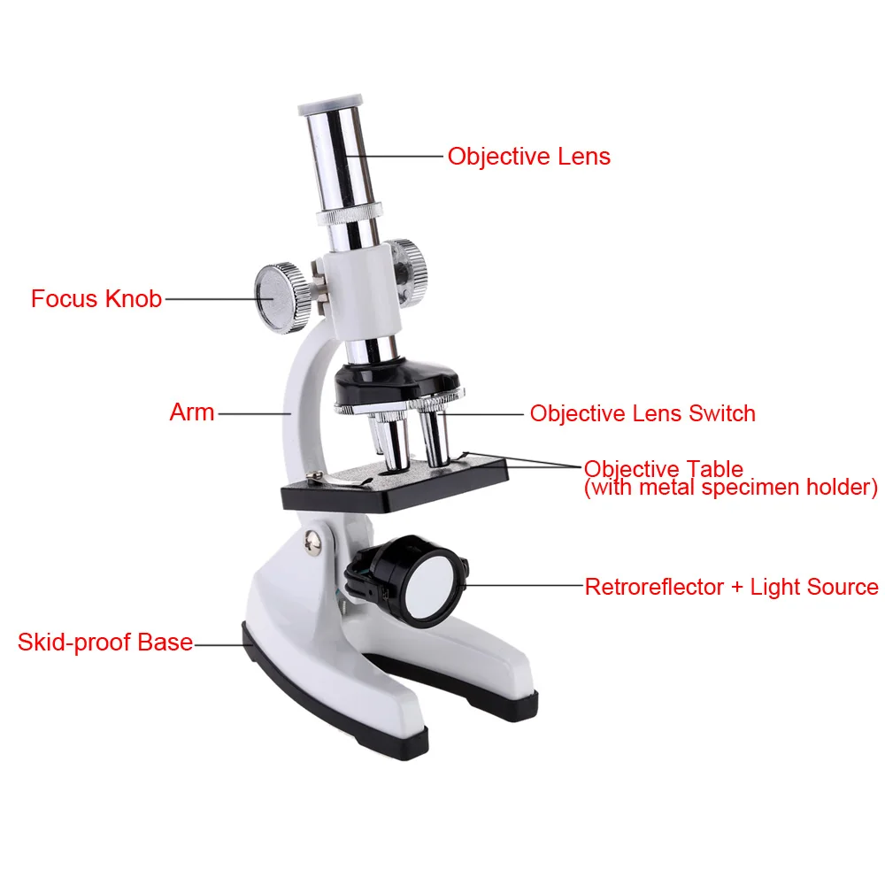 1200X образовательных микроскоп комплект с светодиодный свет 10X окуляра начального уровня студент науки и образование биологическая