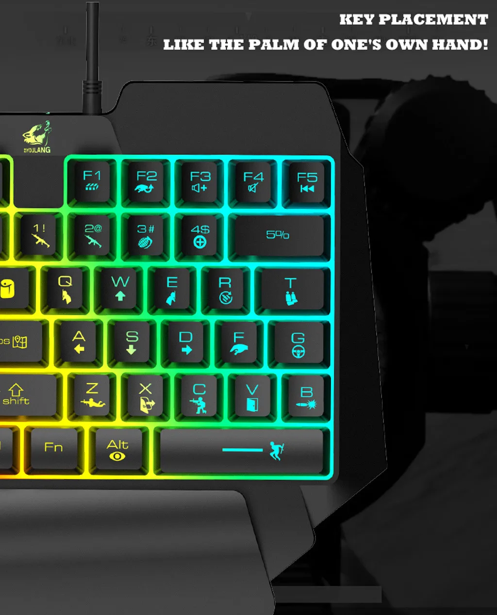 T15 Проводная игровая клавиатура с светодиодный подсветкой 39 клавиш с одной ручкой мембранная клавиатура геймера игровая клавиатура с одной рукой для управления