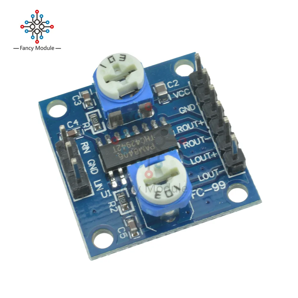

PAM8406 Digital Amplifier Board With Volume Potentiometer 5Wx2 Stereo M70