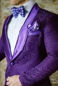 Purple Mens Floral Blazer Designs Mens Paisley Blazer Slim Fit Suit Jacket Men Wedding Tuxedos Fashion Male Suits (Jacket+Pant dinner jacket midnight plum paisley mens vintage slim fit suits pant notch lapel groomsmen wedding tuxedos jacket pant