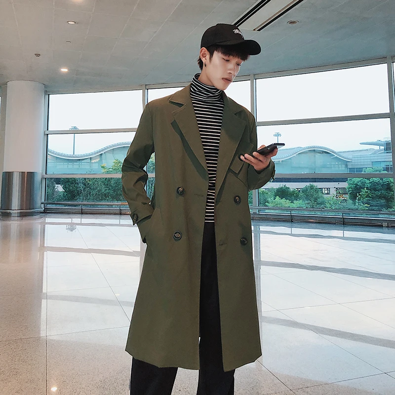 

Trench Coat Men Classic Double Breasted Mens Long Coat Mens Clothing Long Jackets & Coats British Style Overcoat m-3XL size